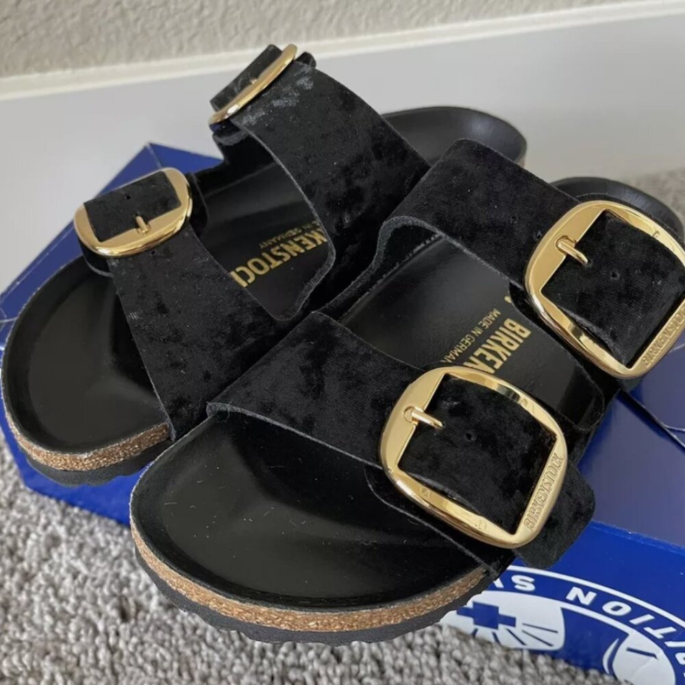 Birkenstock Arizona Big Buckle Black Velvet NWT